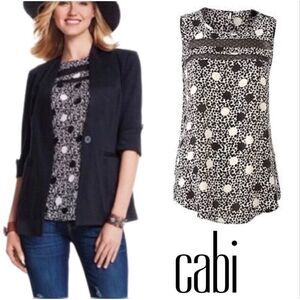 CAbi Jot Top Polka Dot Sleeveless Top Women’s Medium‎ #3079 Black White